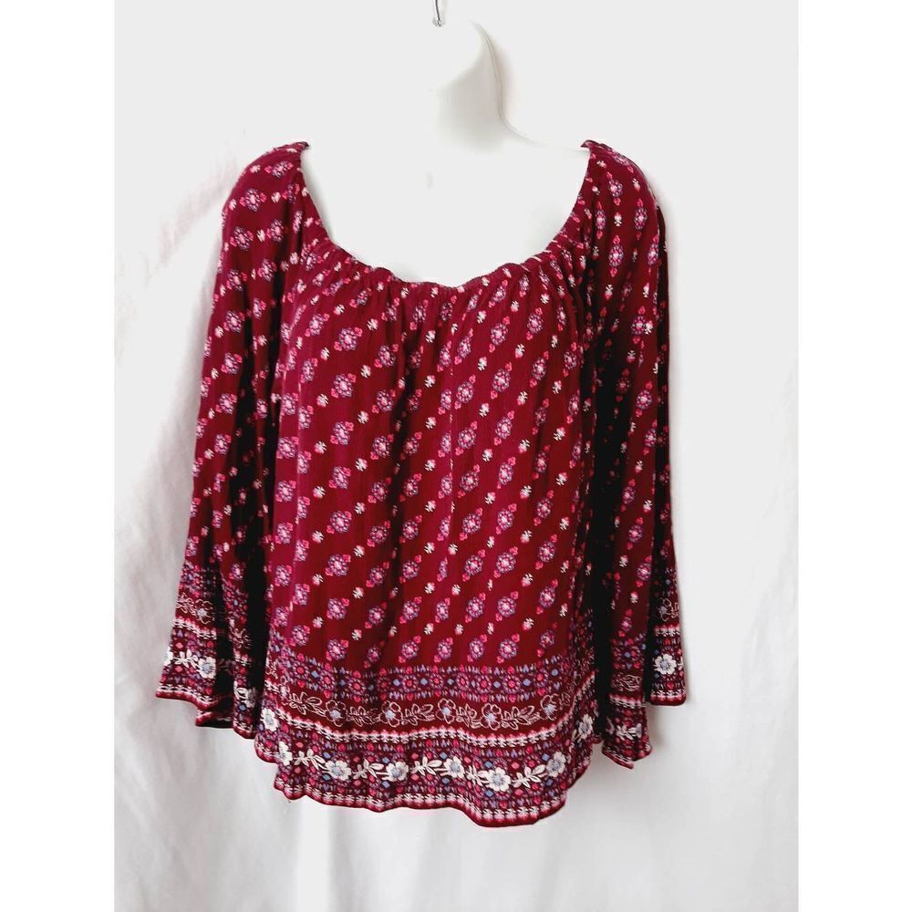 Aeropostale red floral bohemian sz large blouse